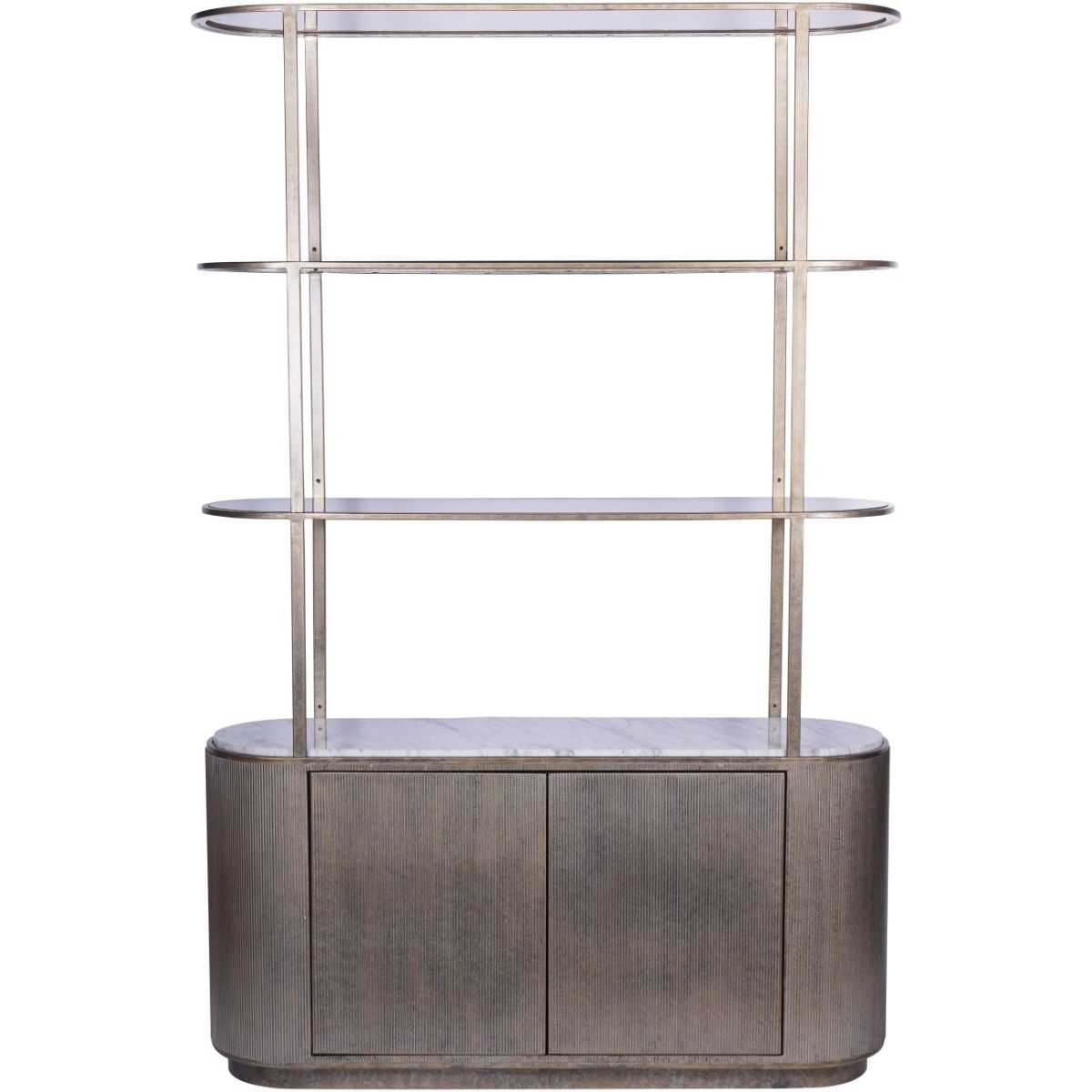 Libra Interiors Belvedere Aged Gold Shelving Unit With Storage
