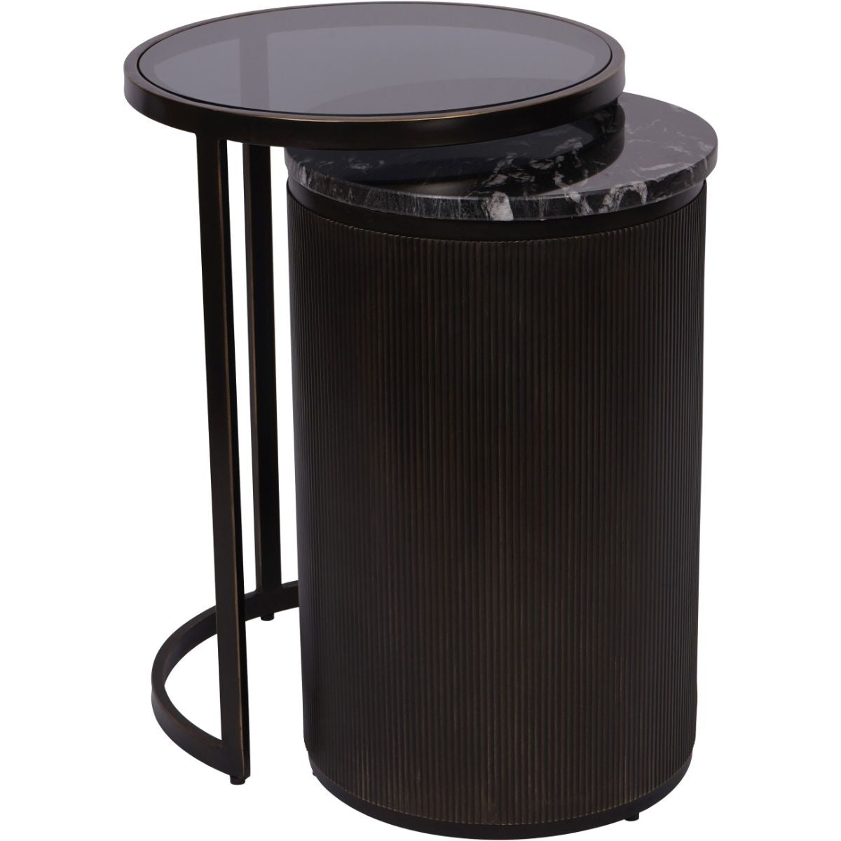 Libra Interiors Belvedere Black Set of 2 Nesting Side Tables