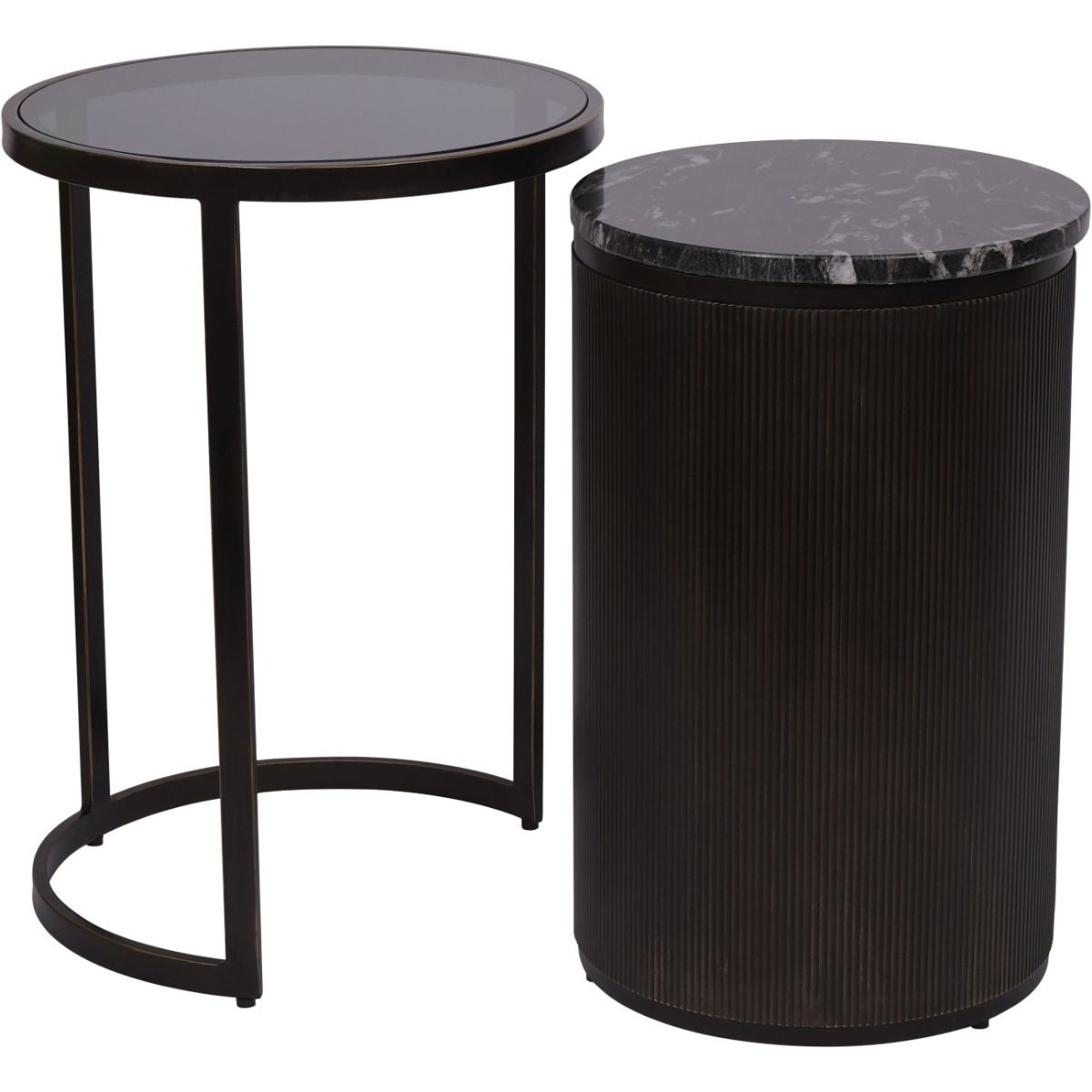 Libra Interiors Belvedere Black Set of 2 Nesting Side Tables