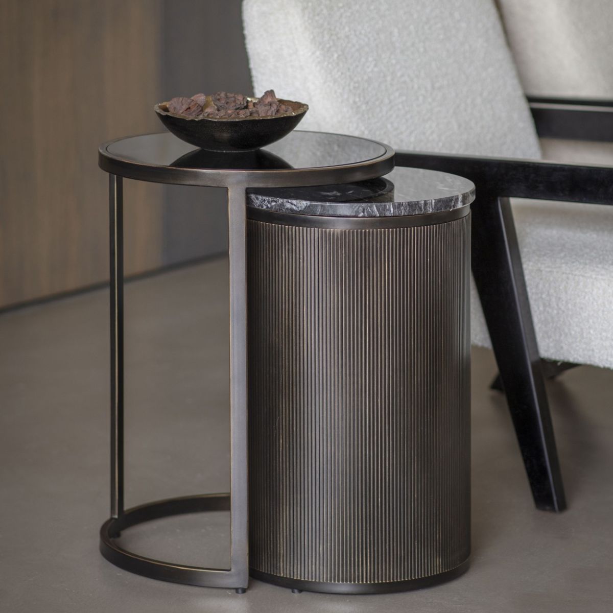Libra Interiors Belvedere Black Set of 2 Nesting Side Tables