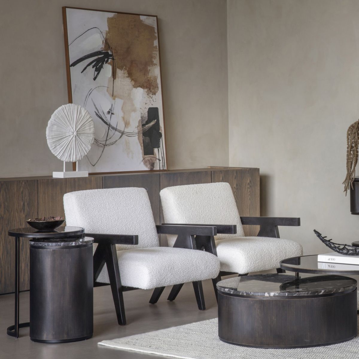 Libra Interiors Belvedere Black Set of 2 Nesting Side Tables