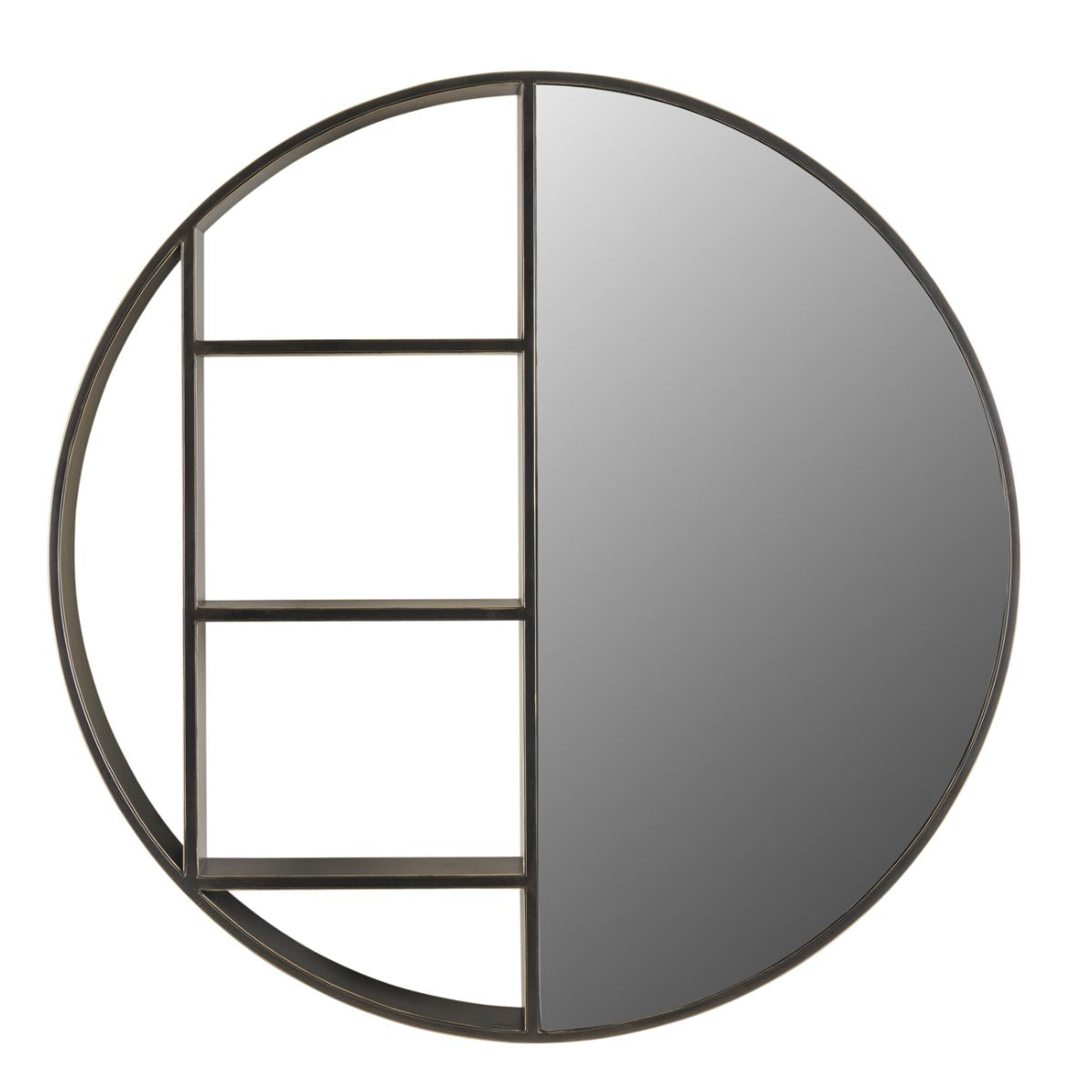 Libra Interiors Belvedere Black Shelving Mirror Small