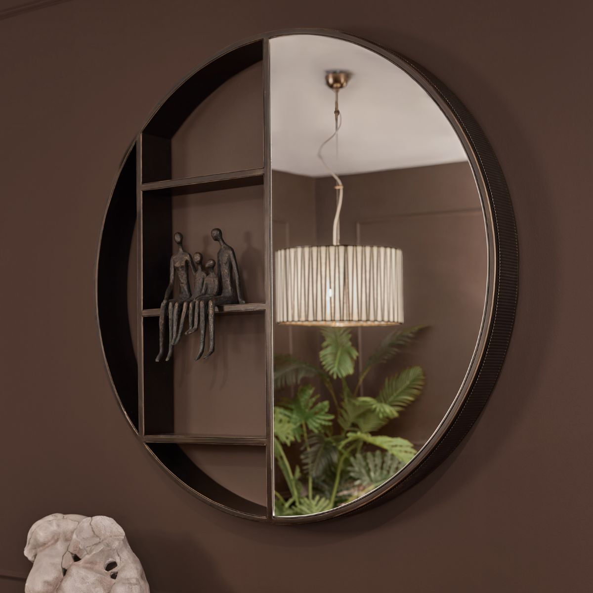 Libra Interiors Belvedere Black Shelving Mirror Small