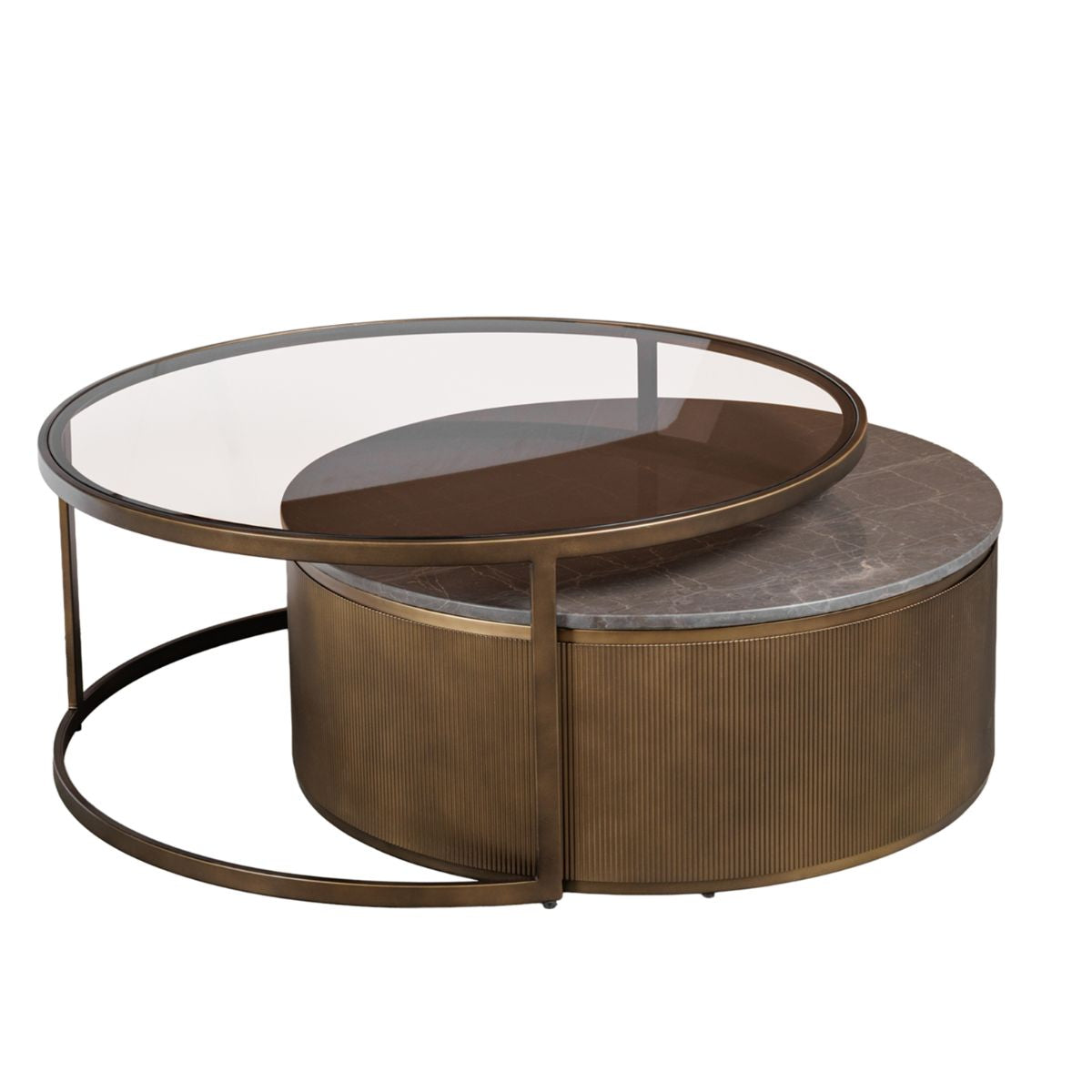 Libra Interiors Belvedere Royal Gold Set of 2 Nesting Coffee Tables