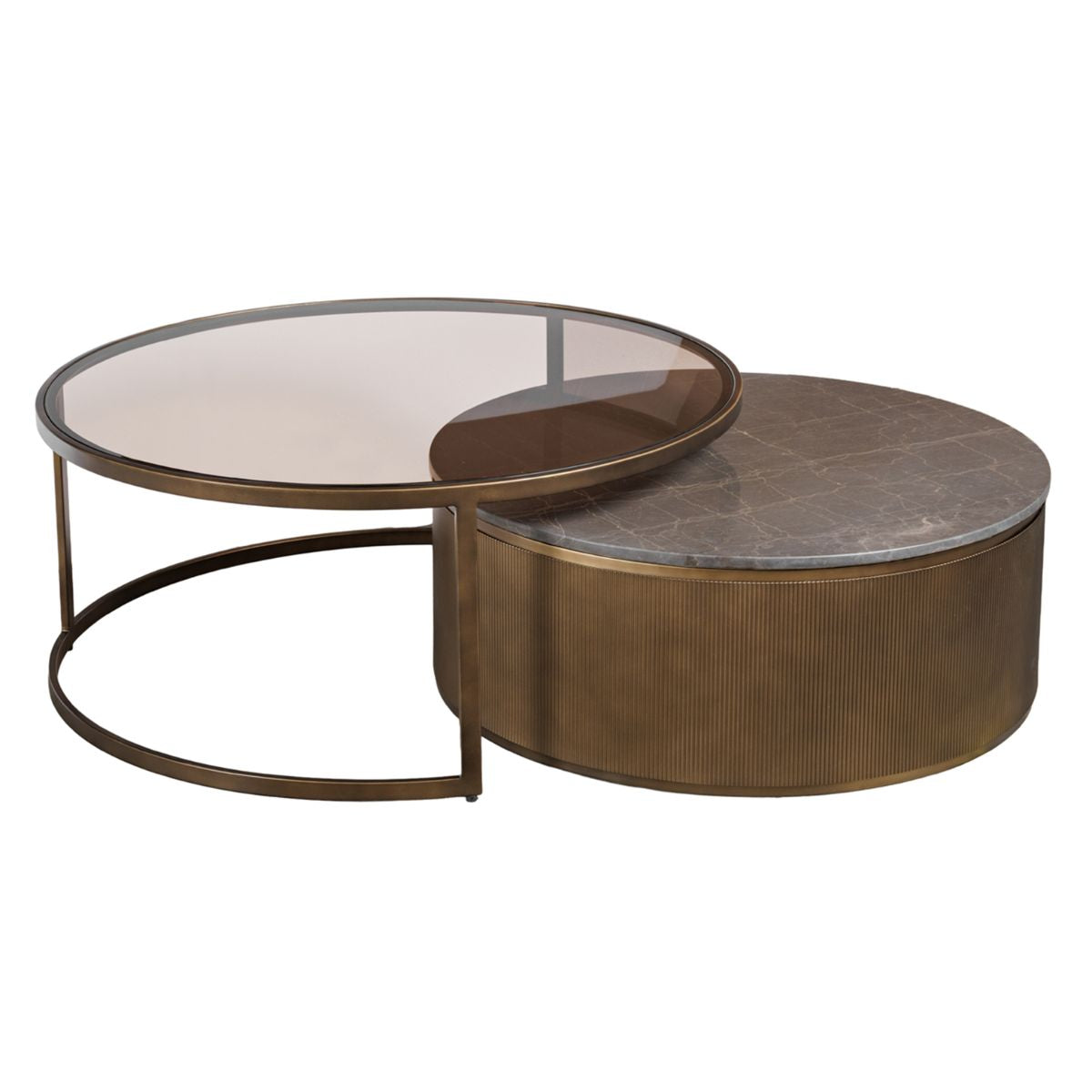Libra Interiors Belvedere Royal Gold Set of 2 Nesting Coffee Tables