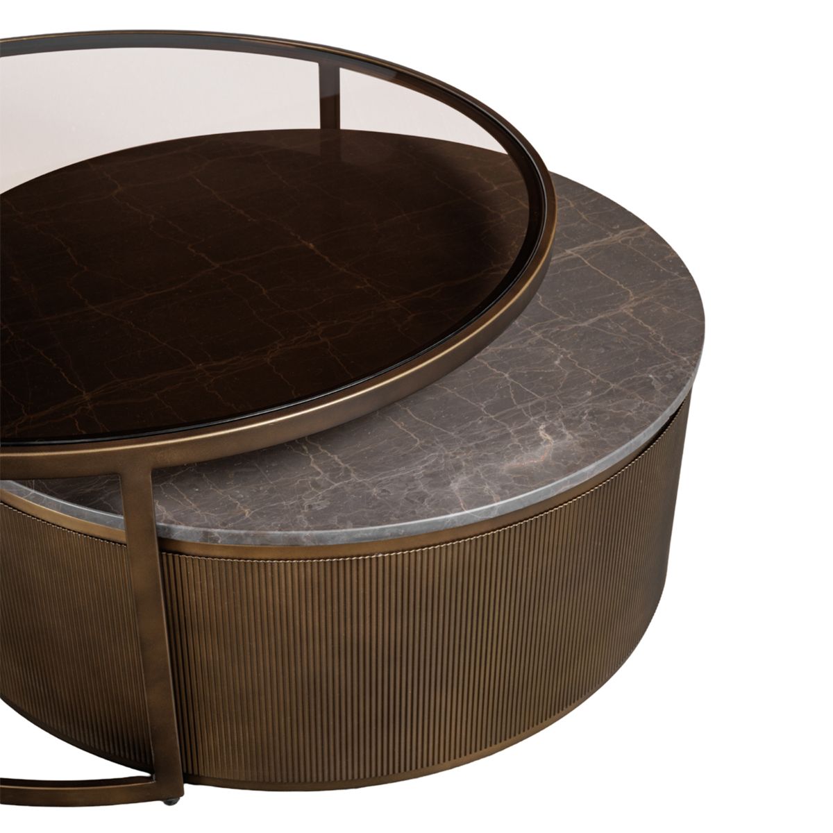 Libra Interiors Belvedere Royal Gold Set of 2 Nesting Coffee Tables