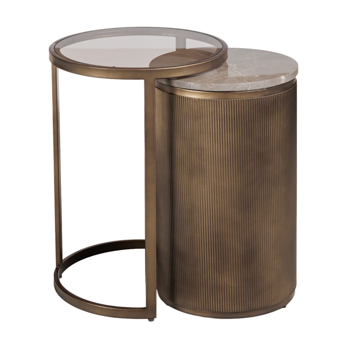 Libra Interiors Belvedere Royal Gold Set of 2 Nesting Side Tables