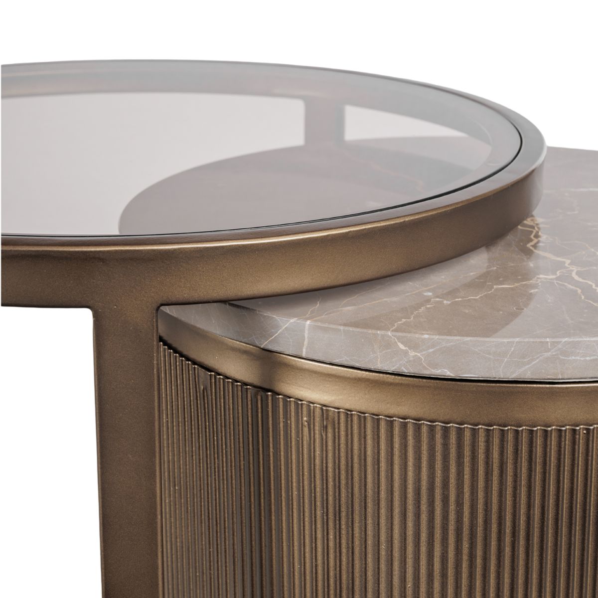 Libra Interiors Belvedere Royal Gold Set of 2 Nesting Side Tables