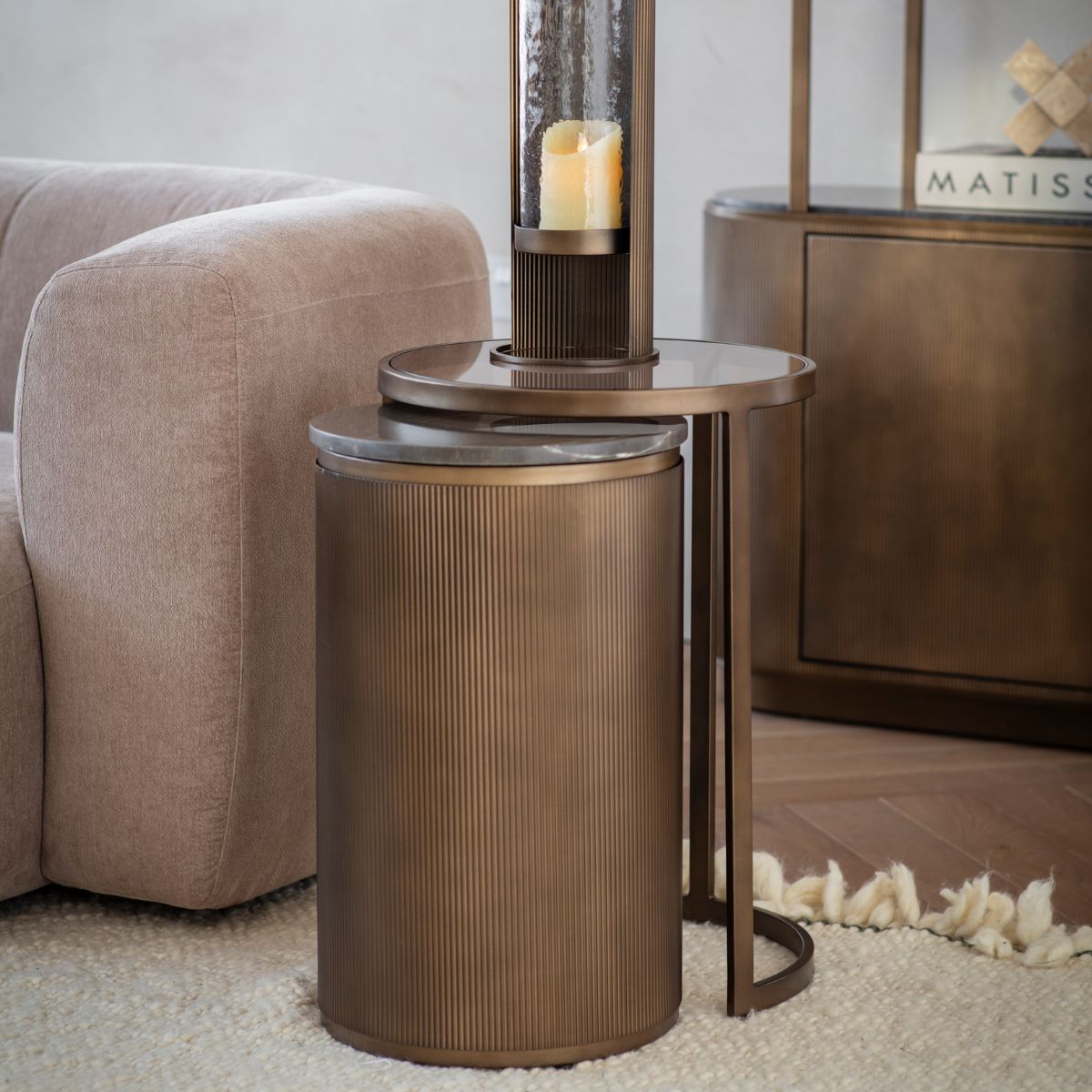 Libra Interiors Belvedere Royal Gold Set of 2 Nesting Side Tables