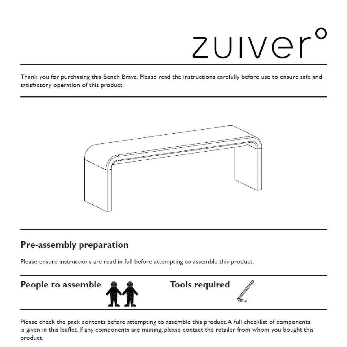 Zuiver Bench Brave
