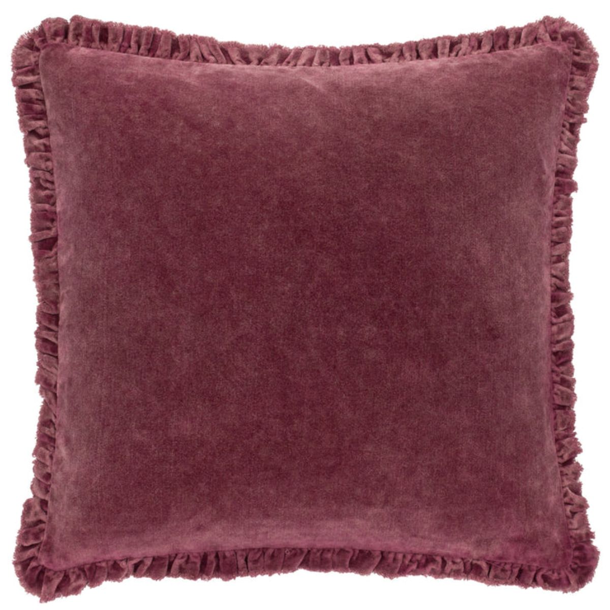 Riva Home Bertie Washed Cotton Velvet Cushion Burnt Red