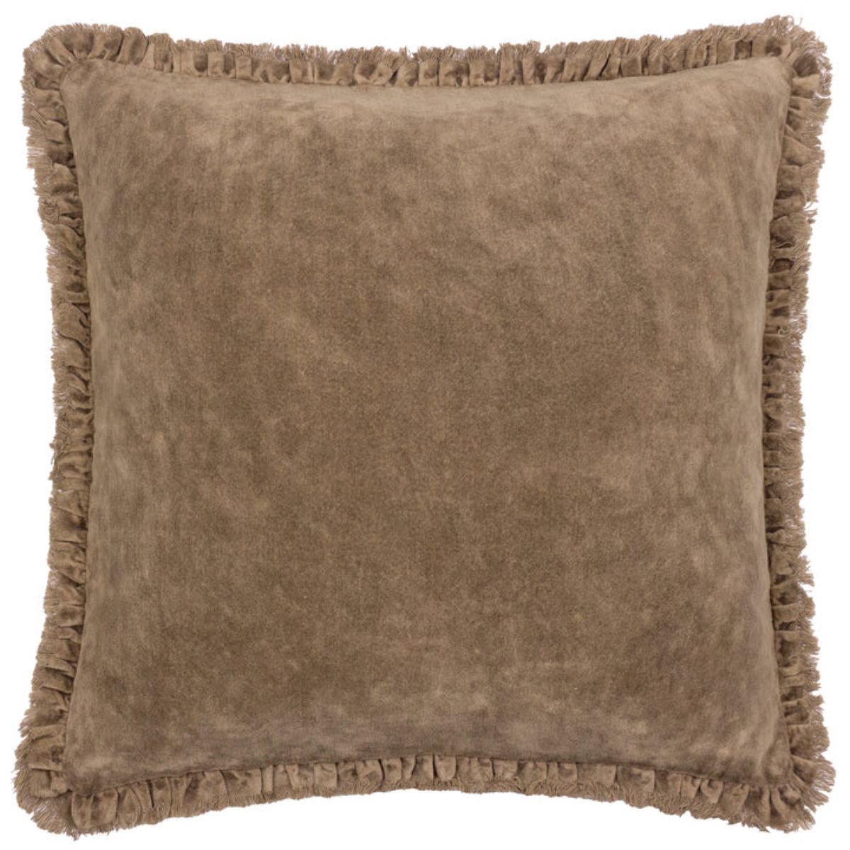 Riva Home Bertie Washed Cotton Velvet Cushion Chocolate