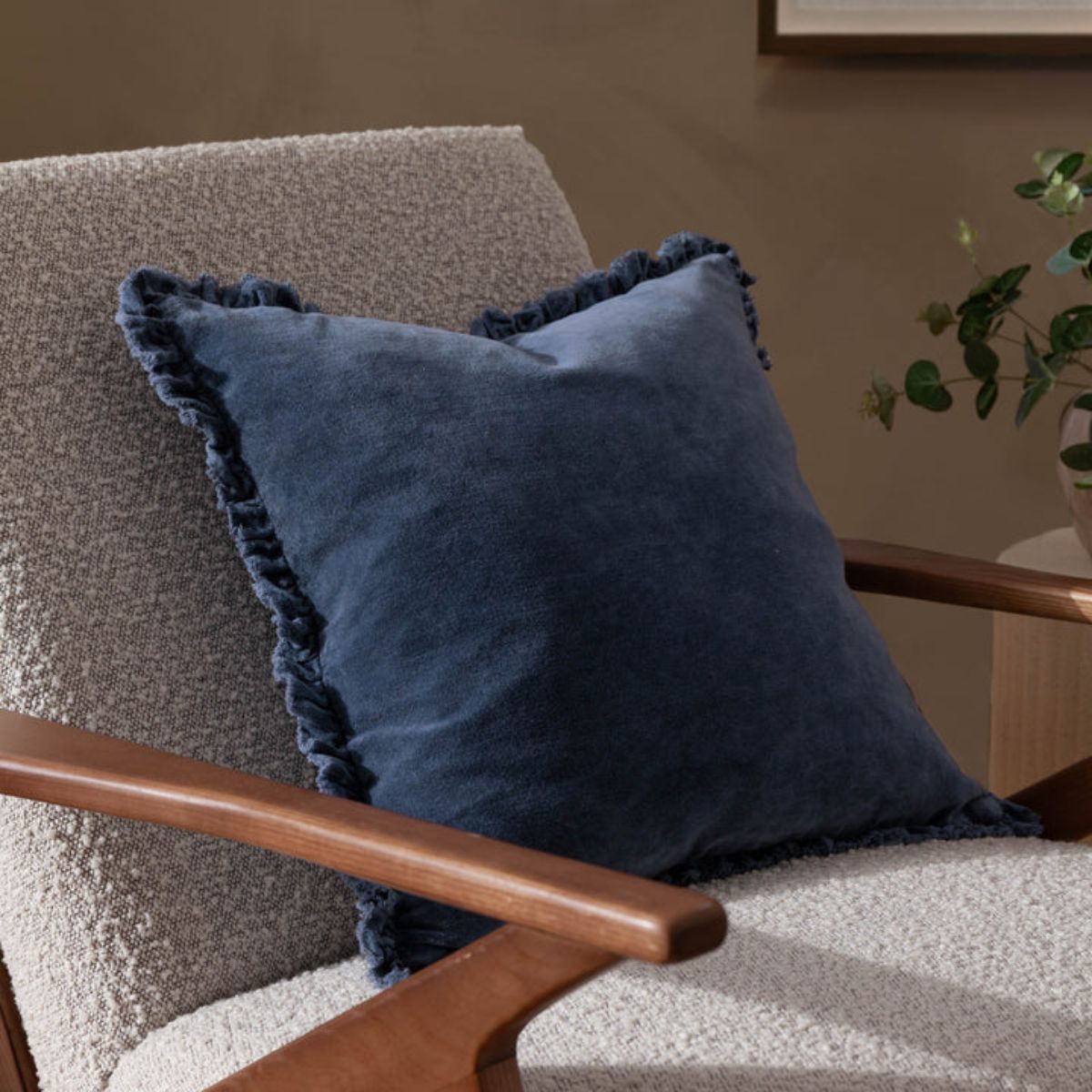 Riva Home Bertie Washed Cotton Velvet Cushion Ink