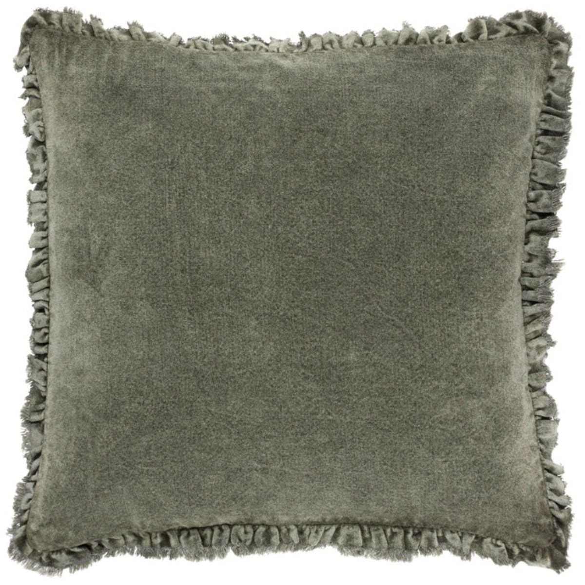 Riva Home Bertie Washed Cotton Velvet Cushion Moss