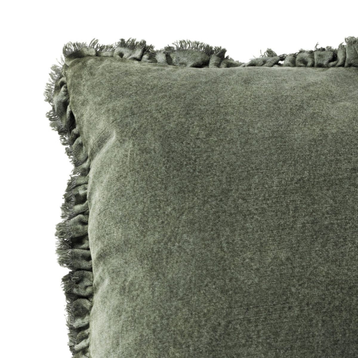 Riva Home Bertie Washed Cotton Velvet Cushion Moss