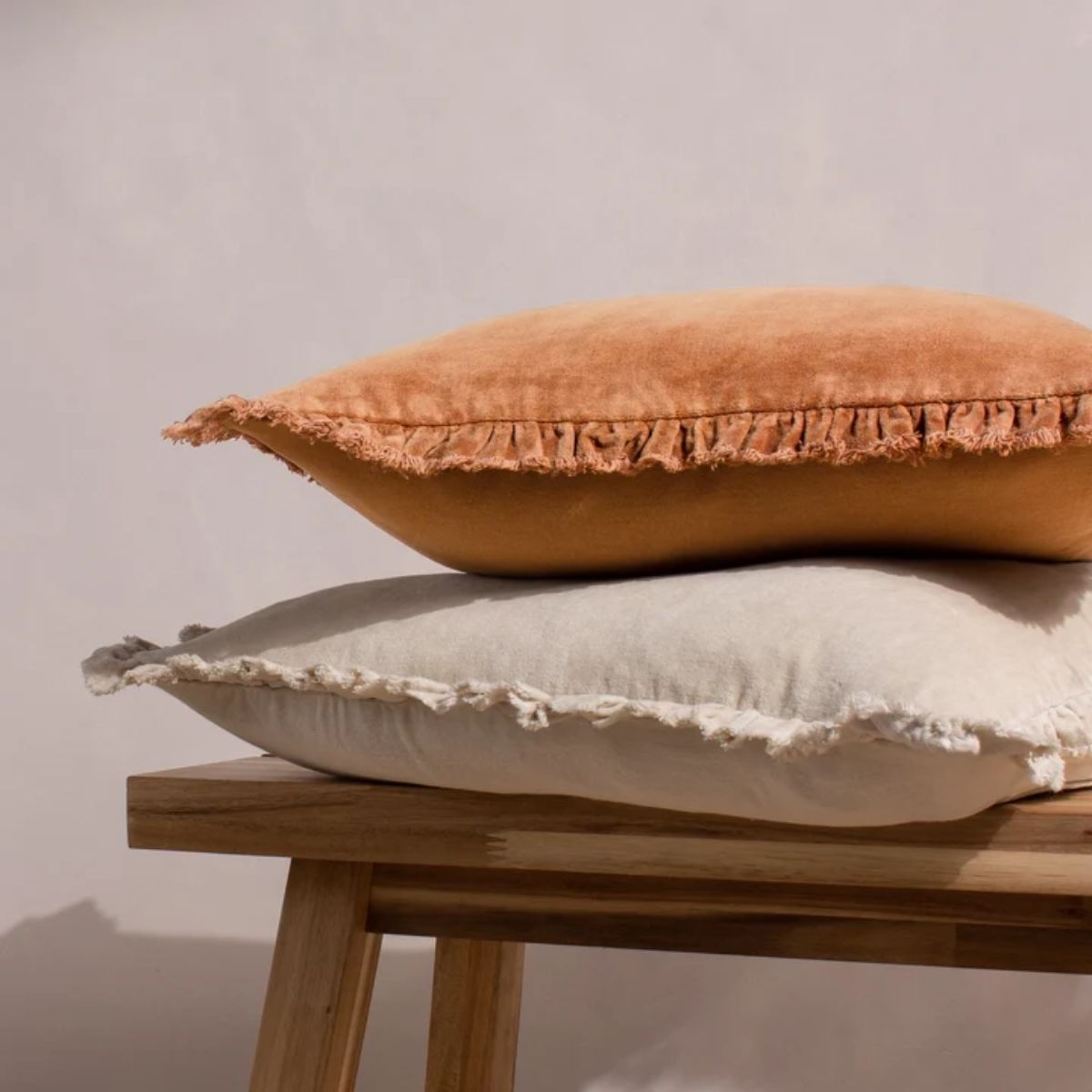 Riva Home Bertie Washed Cotton Velvet Cushion Natural