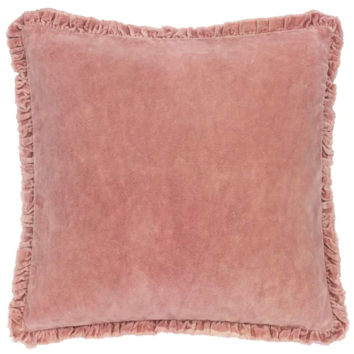 Riva Home Bertie Washed Cotton Velvet Cushion Rosewood