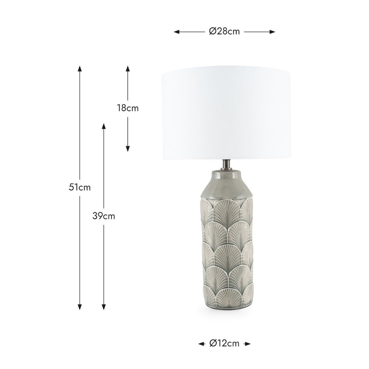 Pacific Lifestyle Bethan Embossed Grey Ceramic Table Lamp