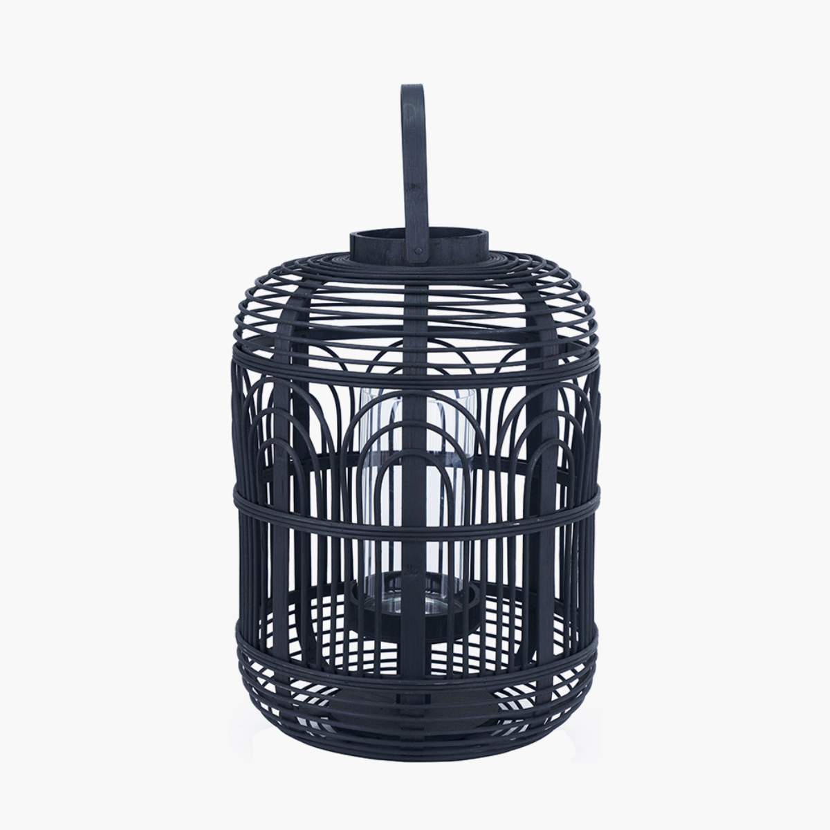 Pacific Lifestyle Black Bamboo and Glass Lantern