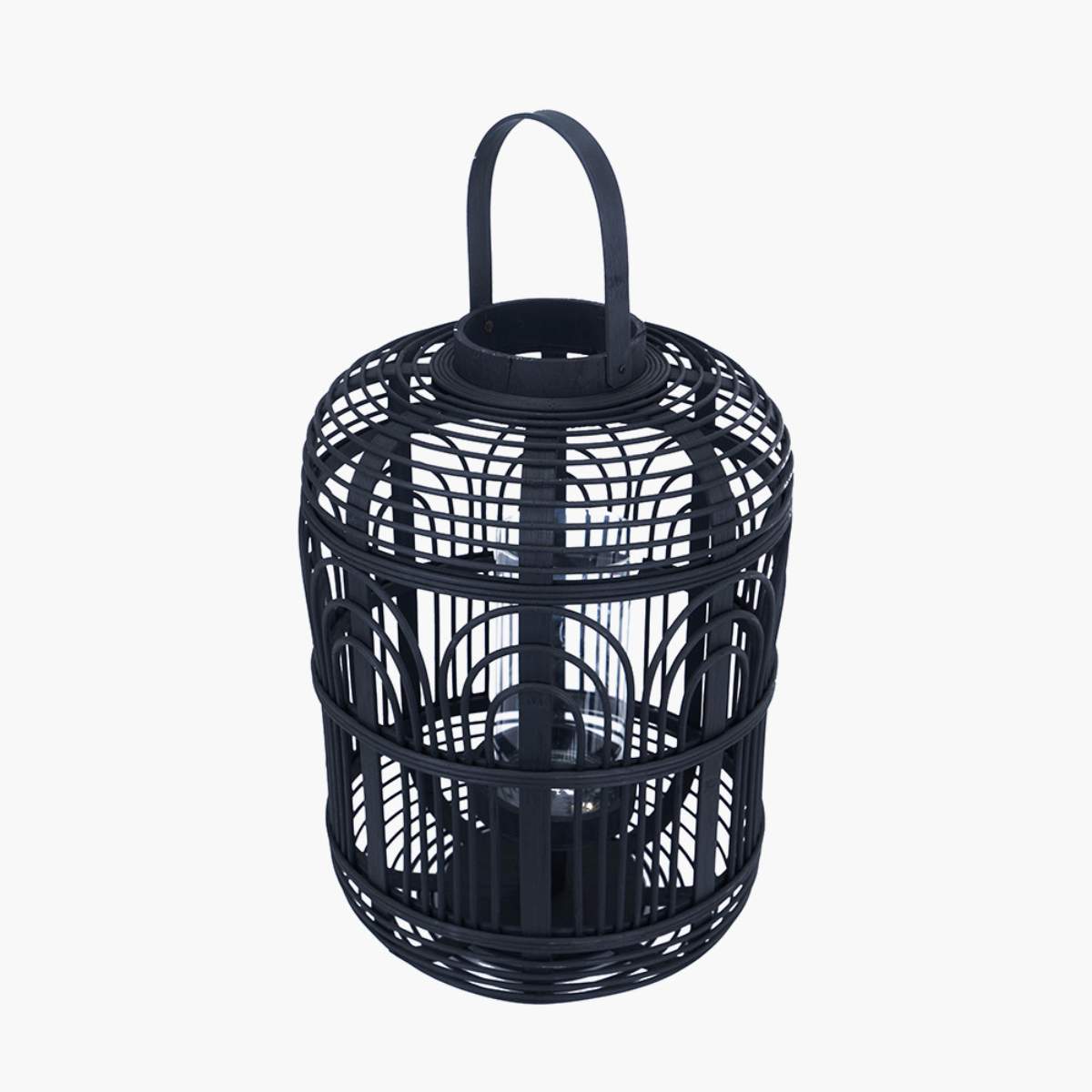 Pacific Lifestyle Black Bamboo and Glass Lantern