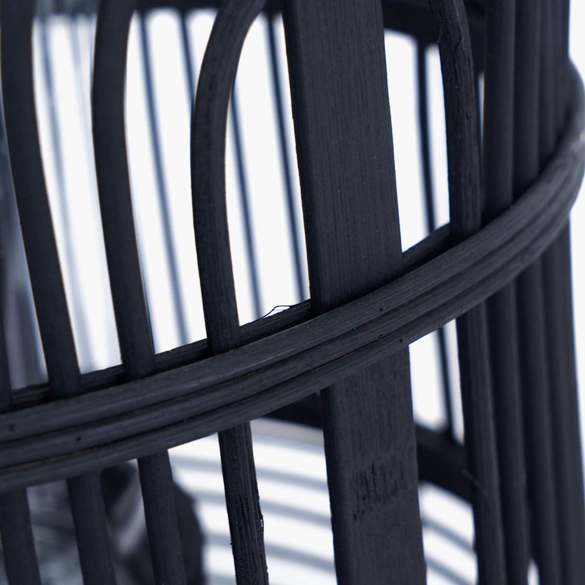 Pacific Lifestyle Black Bamboo and Glass Lantern