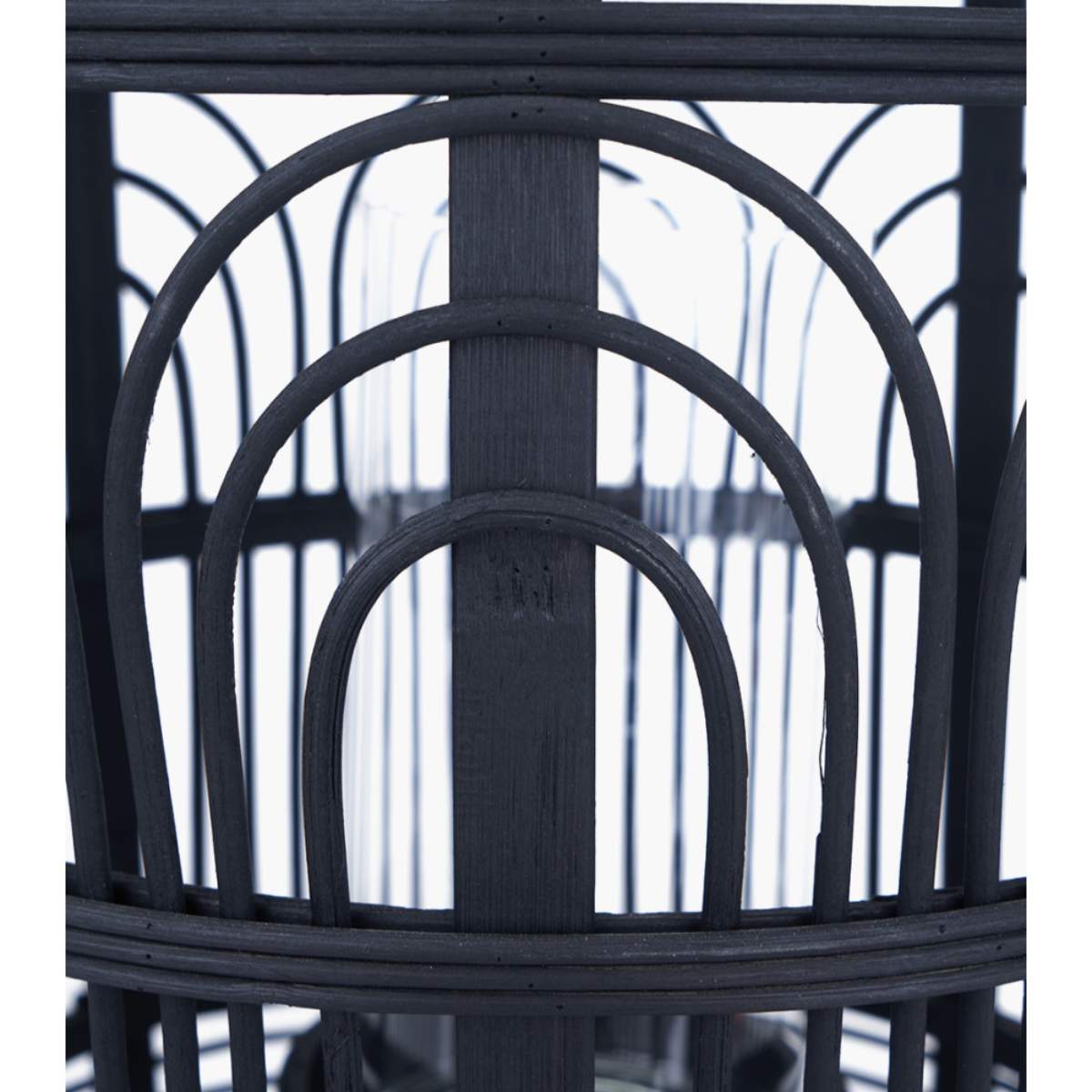 Pacific Lifestyle Black Bamboo and Glass Lantern