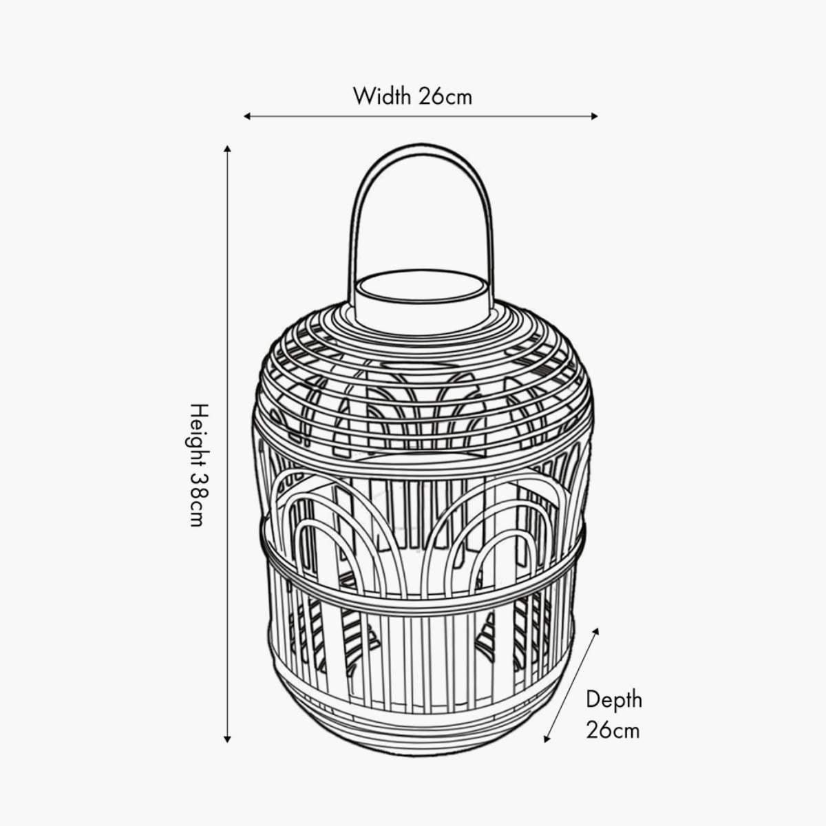 Pacific Lifestyle Black Bamboo and Glass Lantern