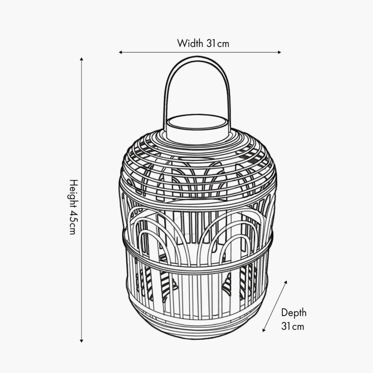 Pacific Lifestyle Black Bamboo and Glass Lantern