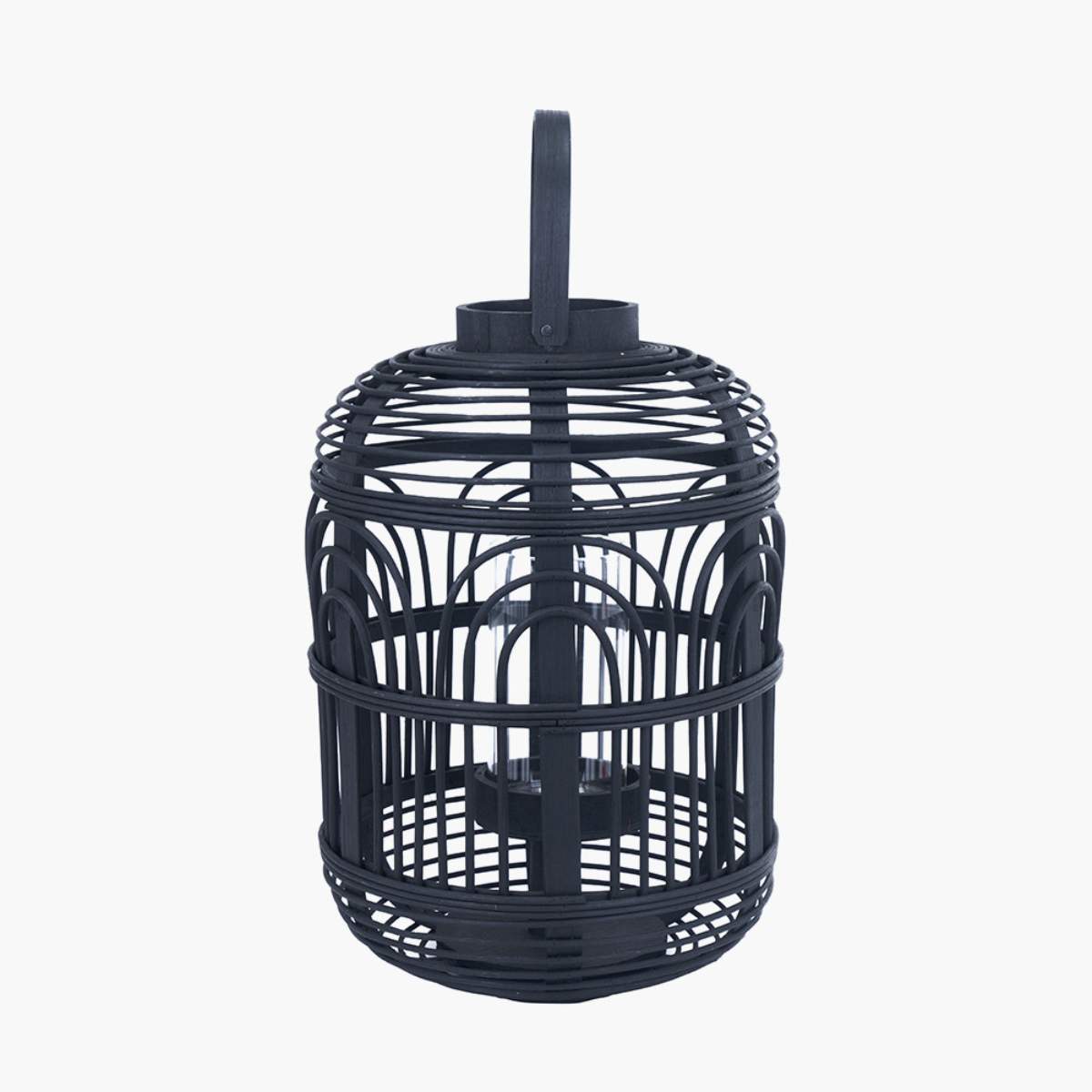 Pacific Lifestyle Black Bamboo and Glass Lantern