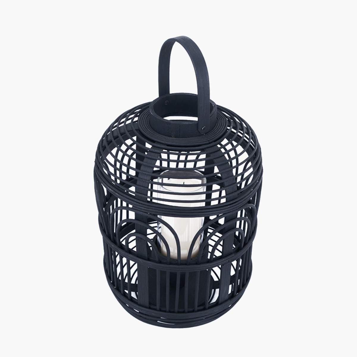 Pacific Lifestyle Black Bamboo and Glass Lantern