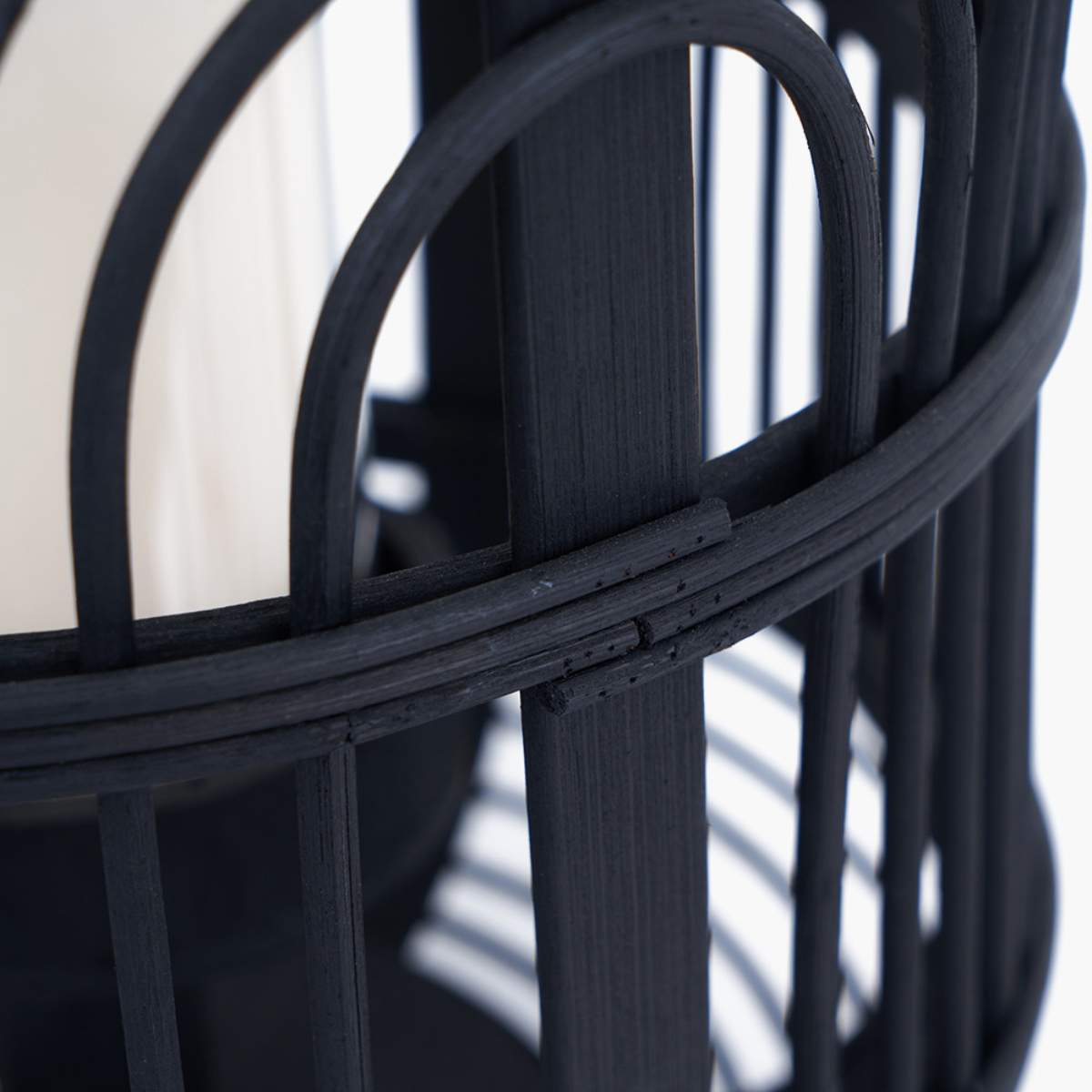 Pacific Lifestyle Black Bamboo and Glass Lantern