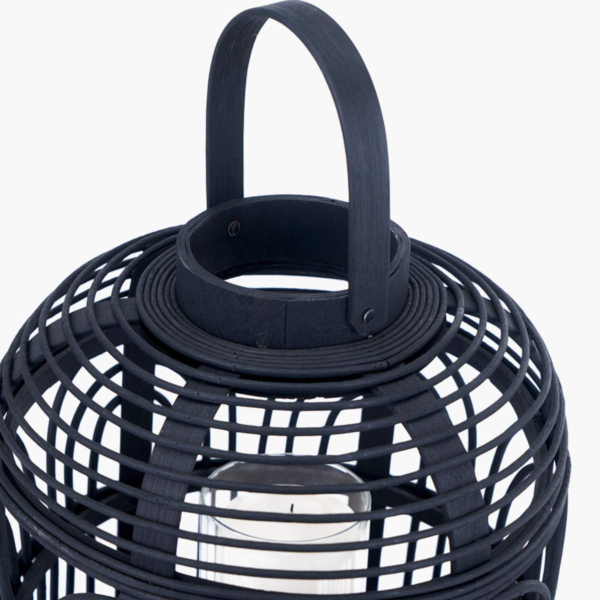 Pacific Lifestyle Black Bamboo and Glass Lantern