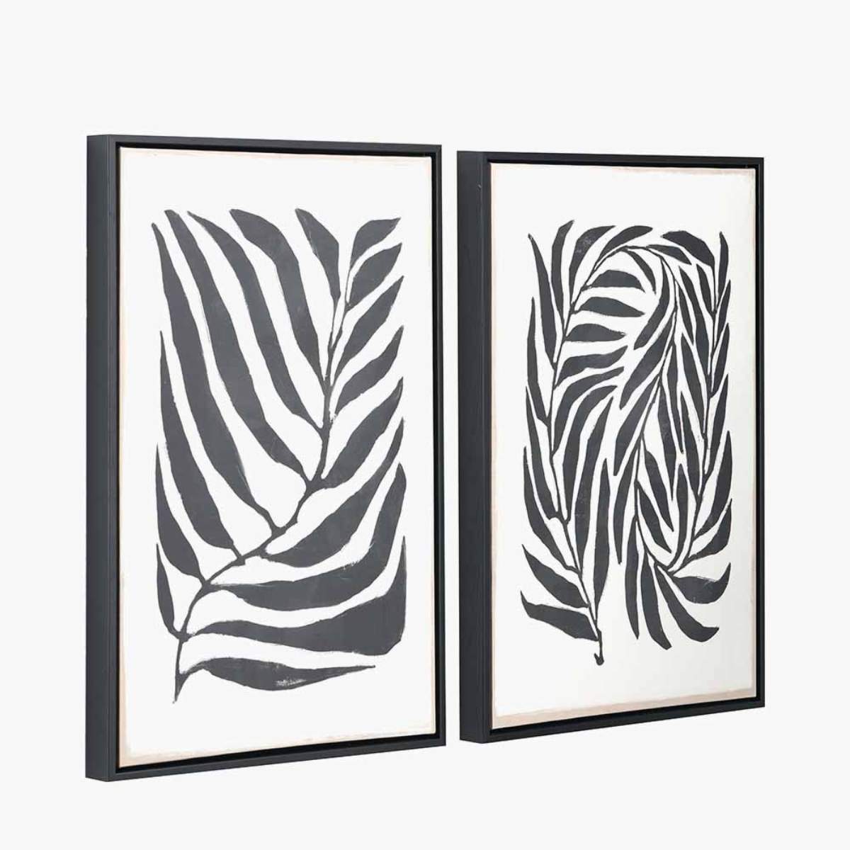 Pacific Lifestyle S/2 Black Leaf Print Canvases with Black Frames