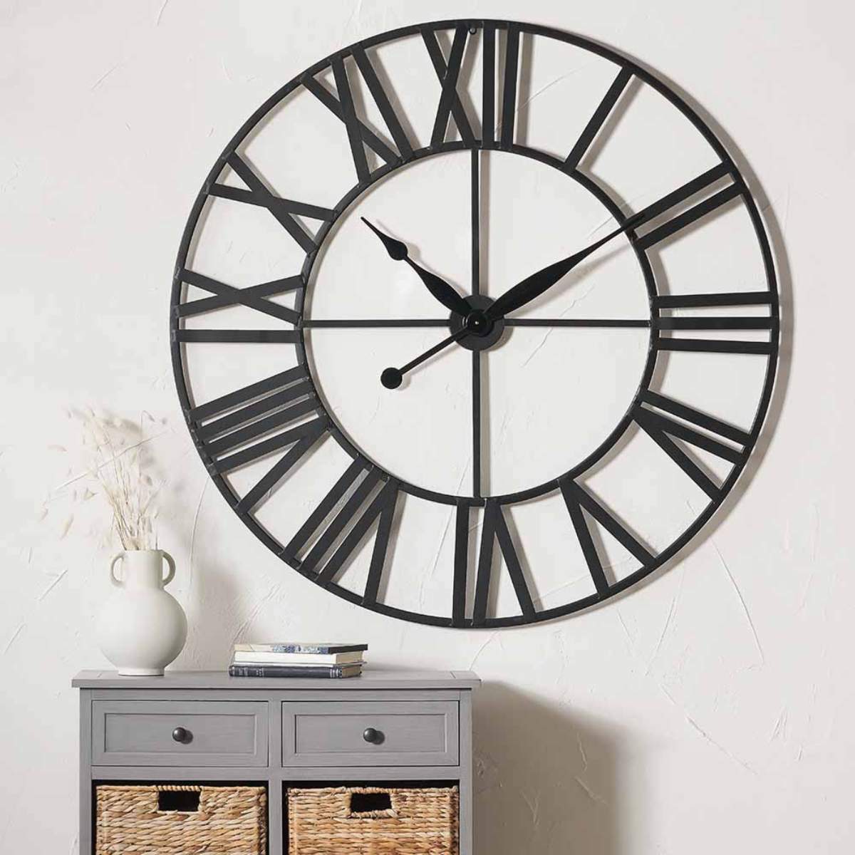 Pacific Lifestyle Black Metal Large Round Wall Clock