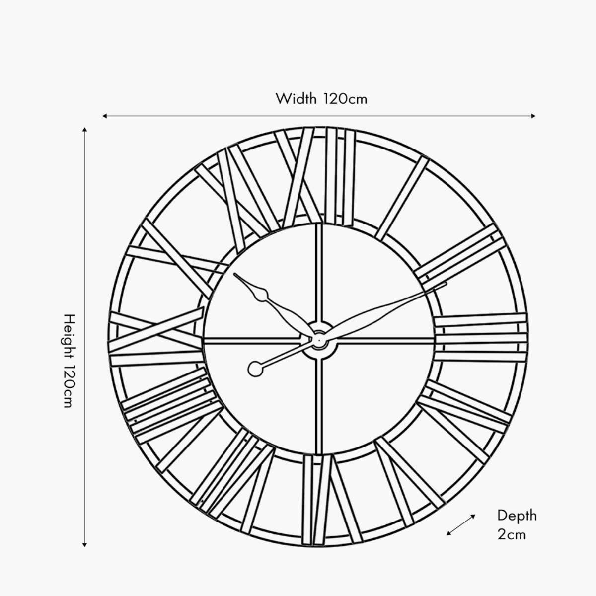 Pacific Lifestyle Black Metal Large Round Wall Clock