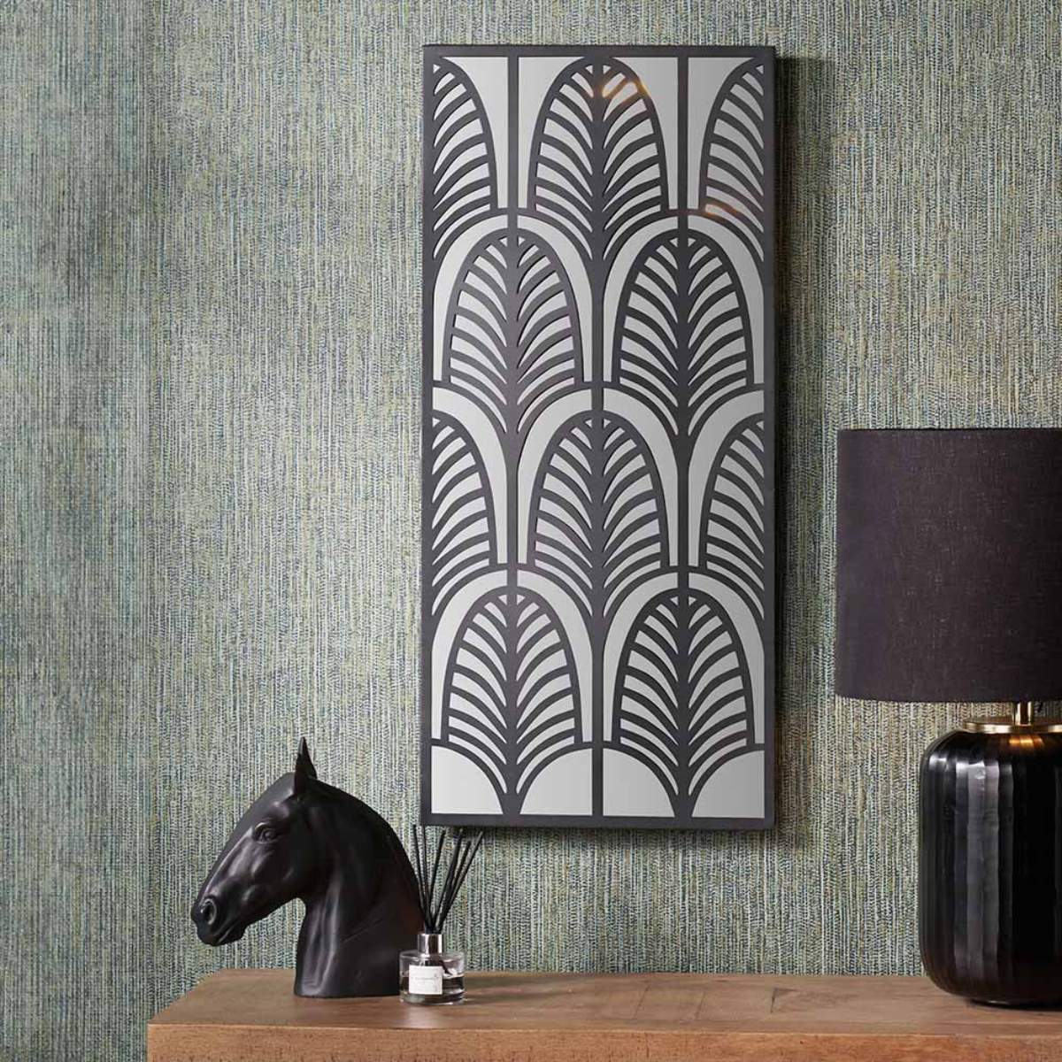 Pacific Lifestyle Black Metal Rectangular Mirrored Wall Art