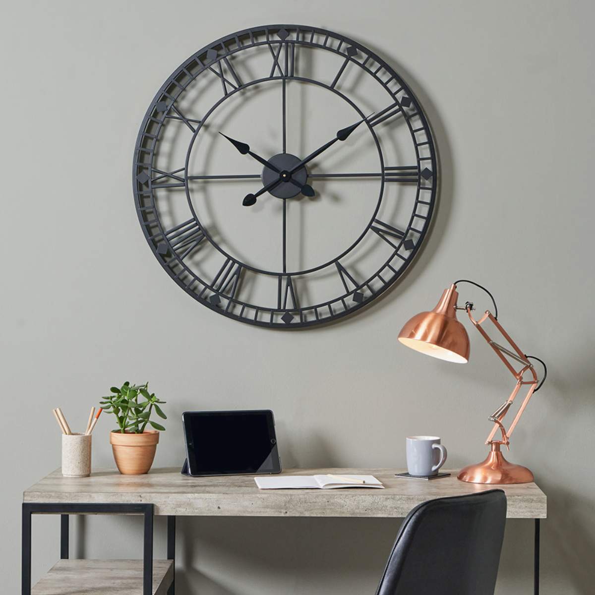Pacific Lifestyle Black Metal Round Wall Clock Large