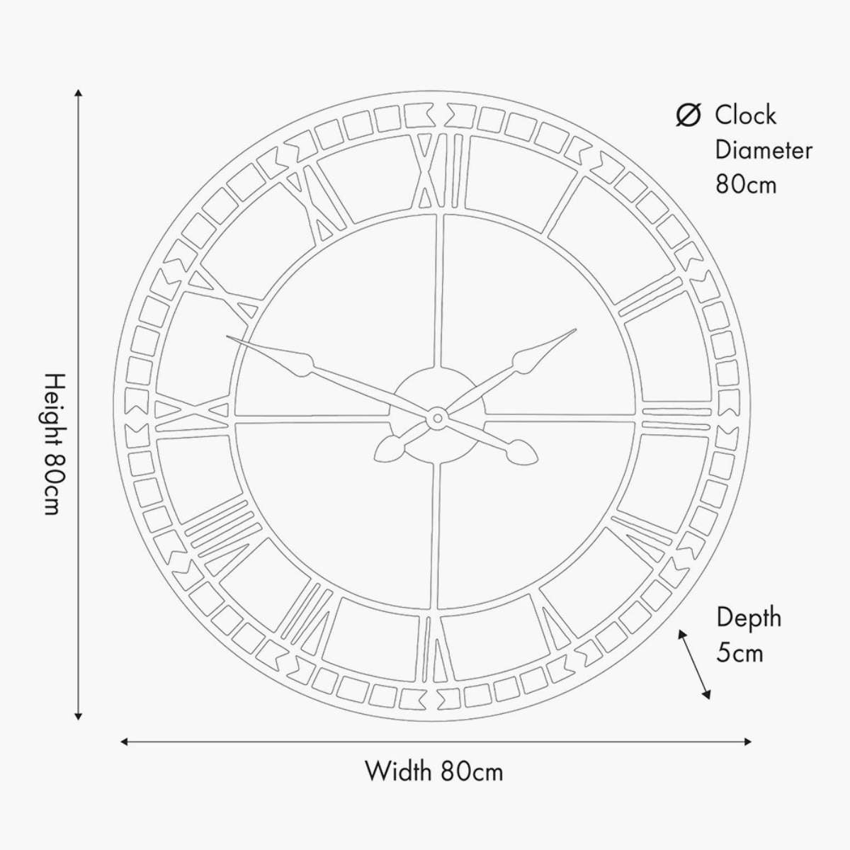 Pacific Lifestyle Black Metal Round Wall Clock Large