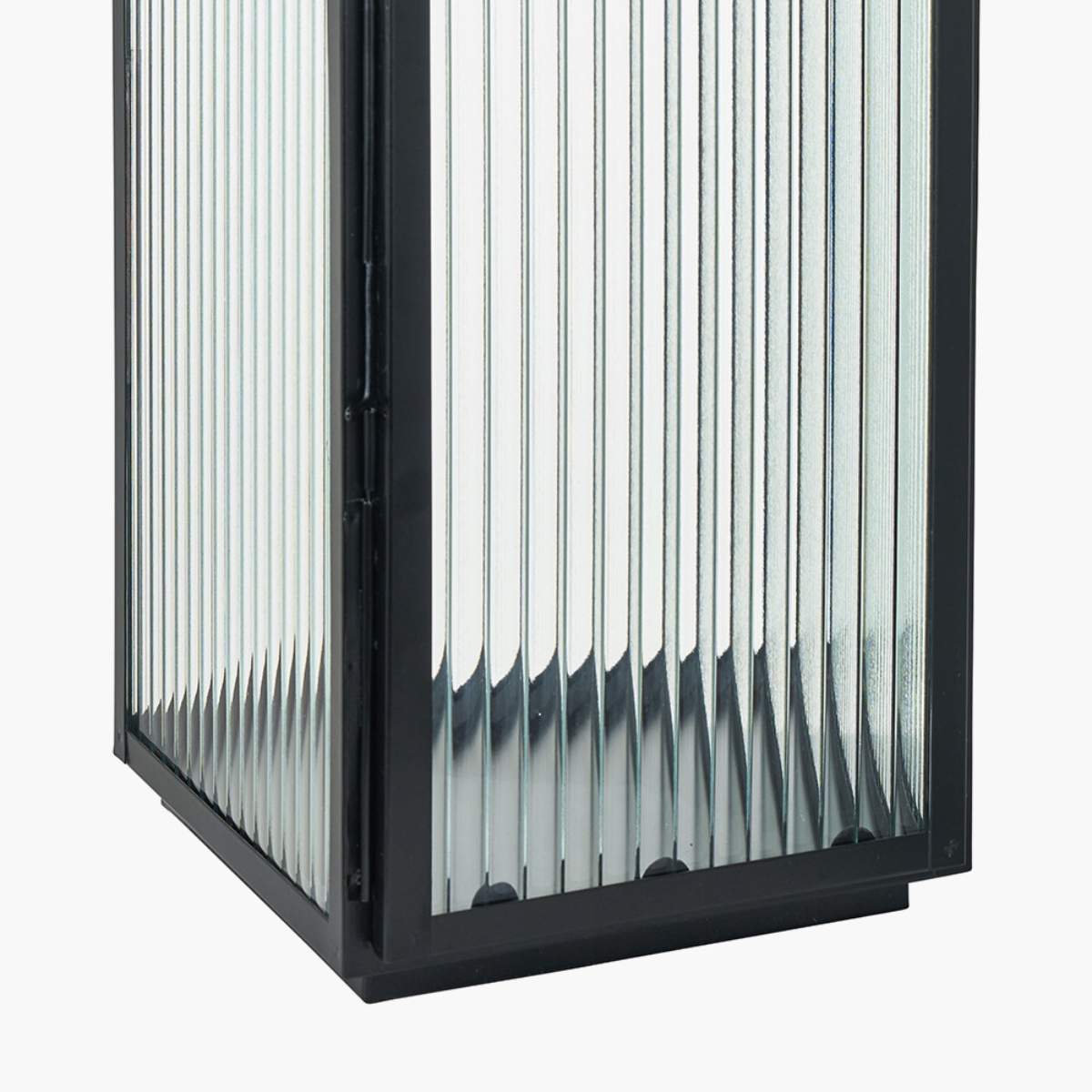 Pacific Lifestyle S/2 Black Metal and Ribbed Glass Lanterns
