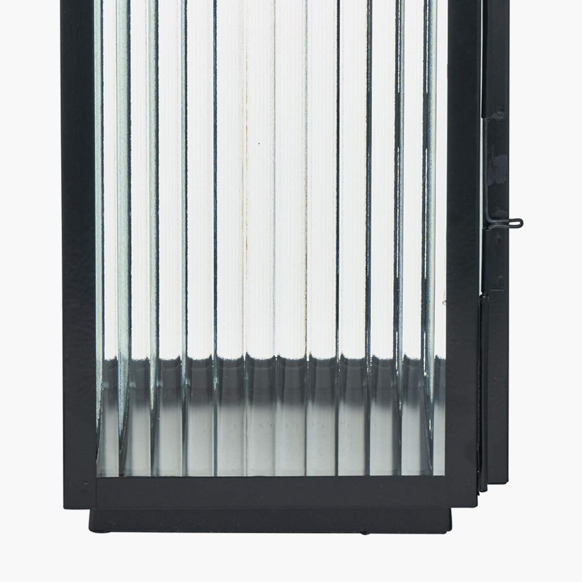 Pacific Lifestyle S/2 Black Metal and Ribbed Glass Lanterns