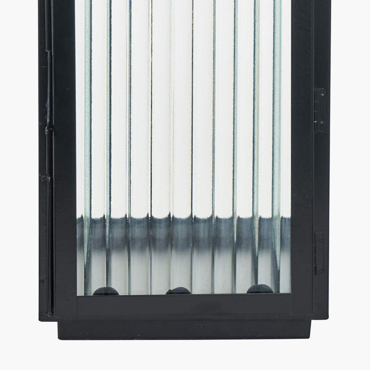 Pacific Lifestyle S/2 Black Metal and Ribbed Glass Lanterns