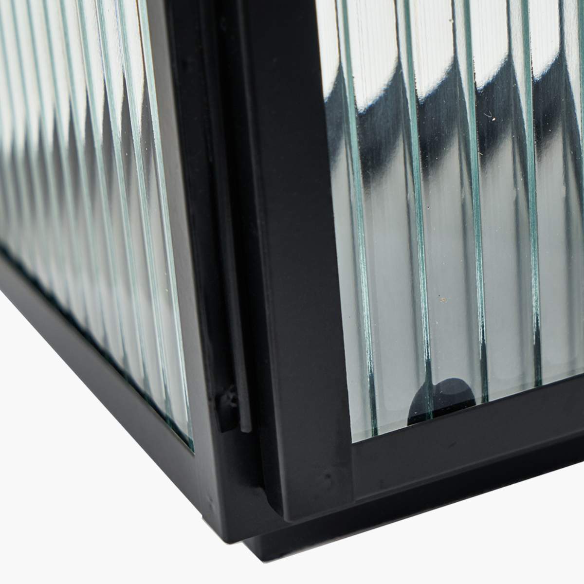 Pacific Lifestyle S/2 Black Metal and Ribbed Glass Lanterns