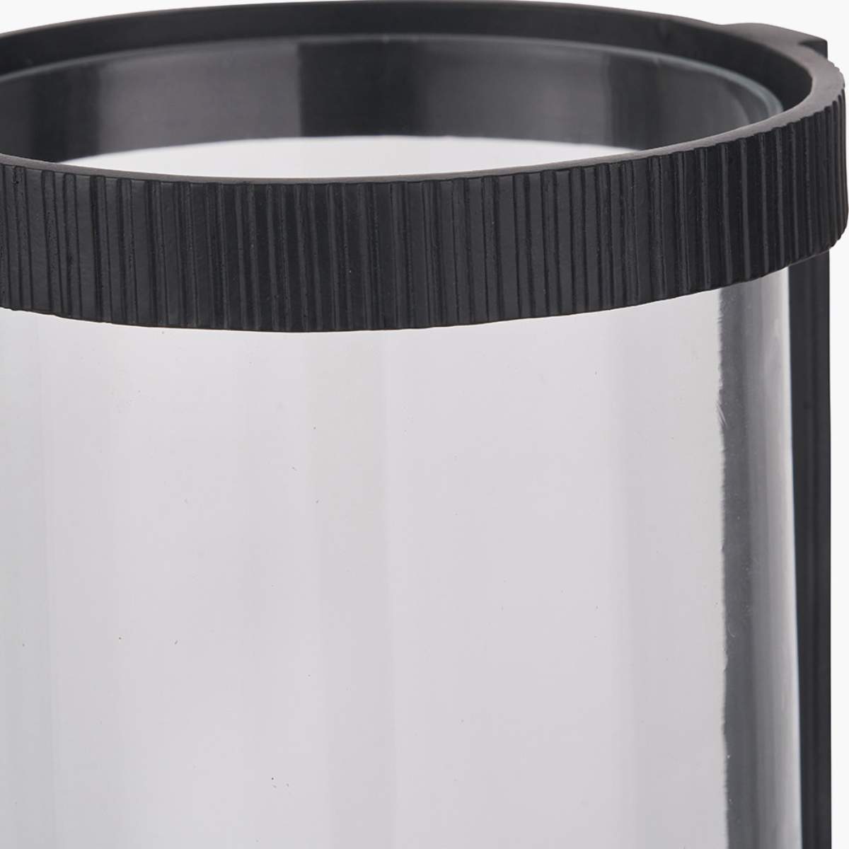 Pacific Lifestyle Black Ribbed Metal and Clear Glass Hurricane