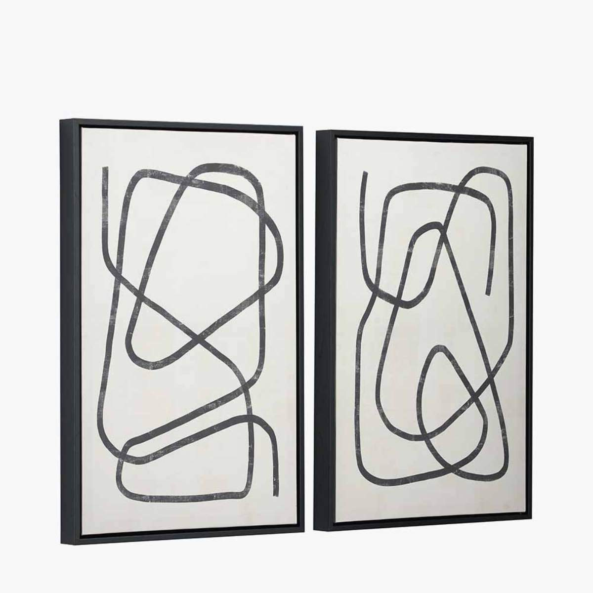 Pacific Lifestyle S/2 Black Squiggle Print Canvases with Black Frames