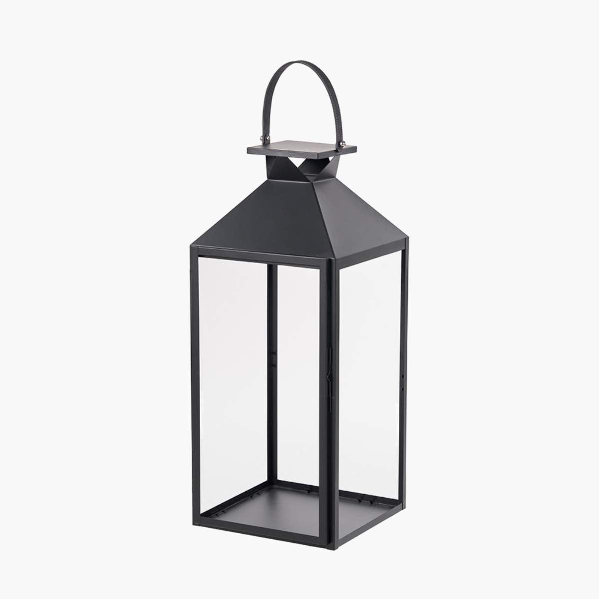Pacific Lifestyle Black Stainless Steel and Glass Large Lantern