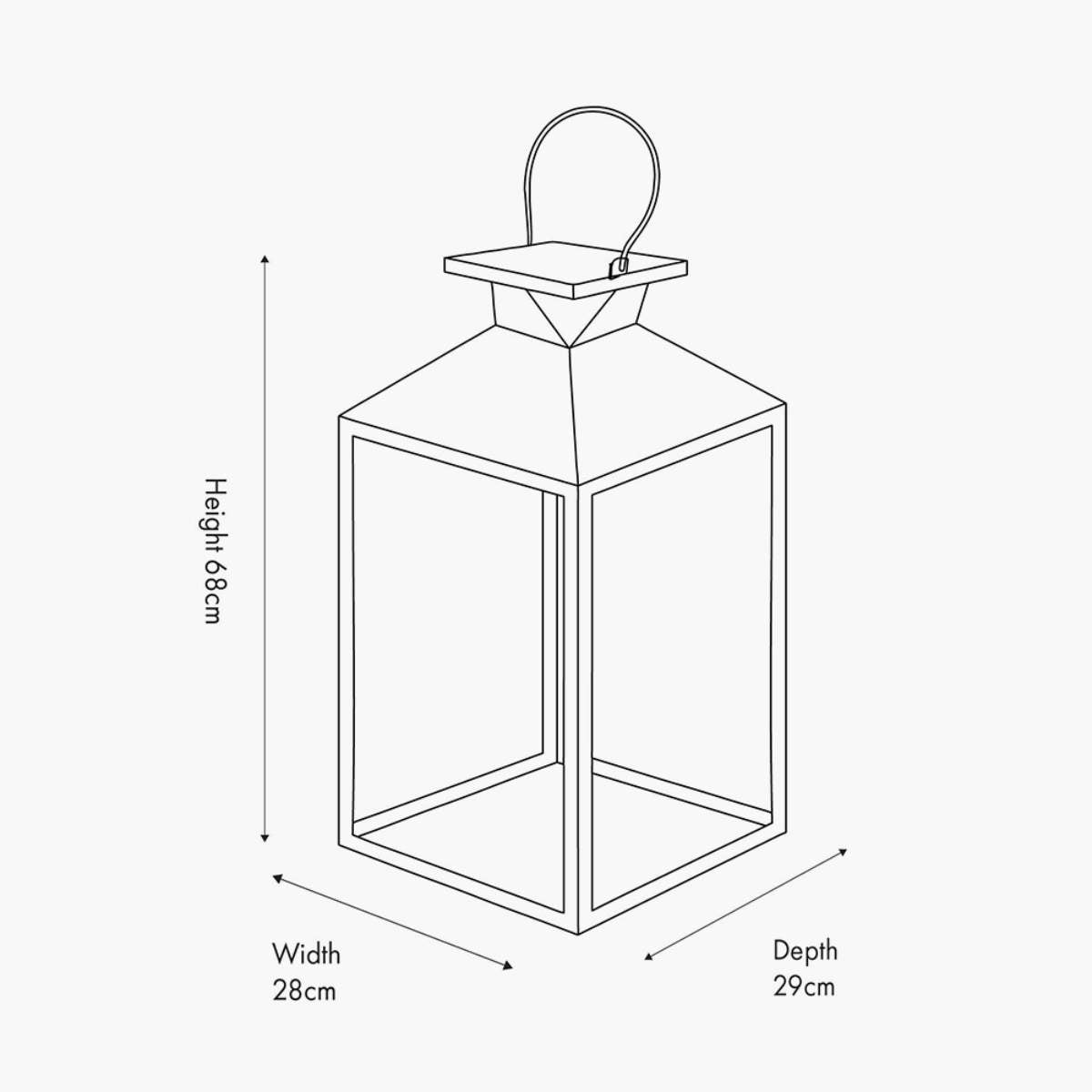 Pacific Lifestyle Black Stainless Steel and Glass Large Lantern