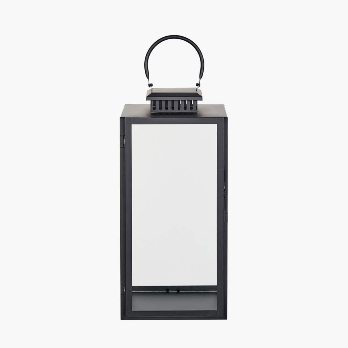 Pacific Lifestyle Black Stainless Steel and Glass Rectangular Lantern