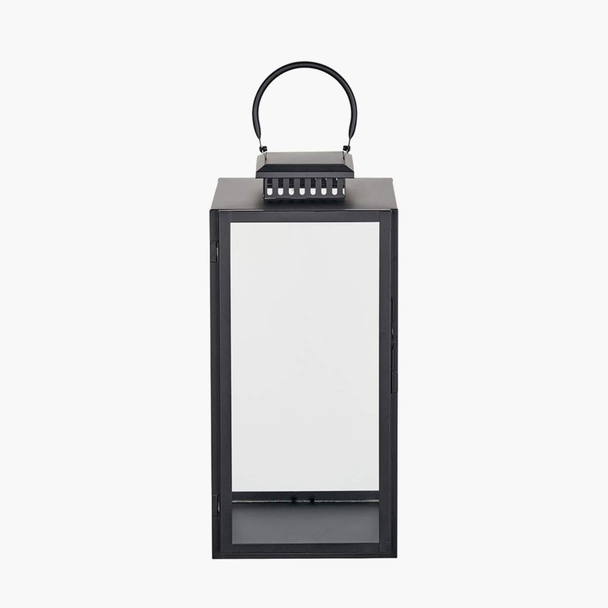 Pacific Lifestyle Black Stainless Steel and Glass Rectangular Lantern