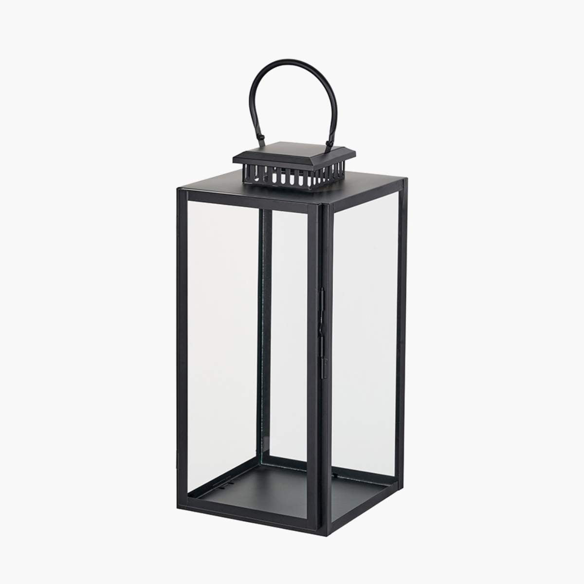 Pacific Lifestyle Black Stainless Steel and Glass Rectangular Lantern