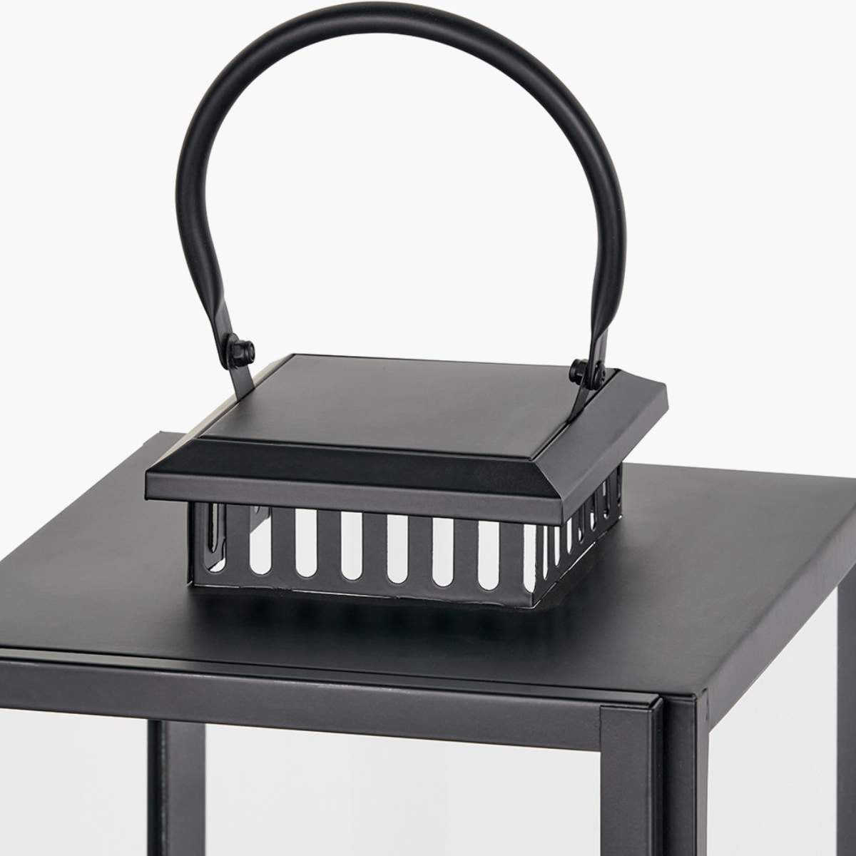 Pacific Lifestyle Black Stainless Steel and Glass Rectangular Lantern